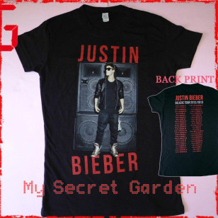 Justin Bieber - Believe Tour 2012 / 2013 Official Women Black T Shirt ( L ) ***READY TO SHIP from Hong Kong***